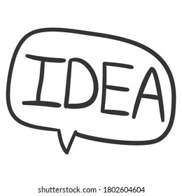 Idea Speech Bubble Traditional Doodle. Icons Sketch Hand Made. Design Vector Line Art.