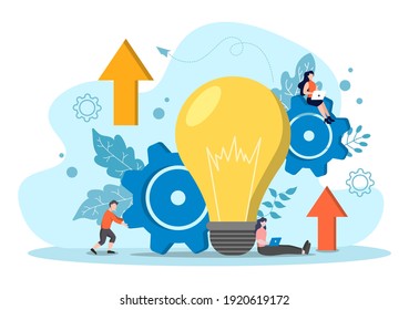 Idea Startup Flat Illustration of business Development process, Innovation product, and creative idea.