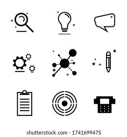 Idea for startup line icon set. Shining bulb.Isolated on black background.Vector illustration