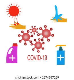 idea stop covid-19, Coronavirus disease 2019 COVID-19, COVID-19 prevention washing hands vector illustration, 