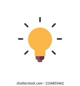 Idea symbol, brilliant solution, lamp pictogram, flat design vector icon