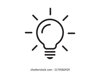 Idea symbol creative concept. Light bulb light vector icon. Power and energy sign. Line design.