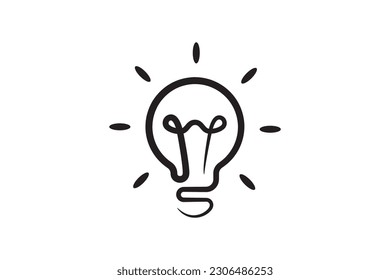 Idea symbol creative concept. Light bulb light vector icon. Power and energy sign. Line design.