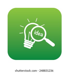 Idea symbol design on green button,clean vector