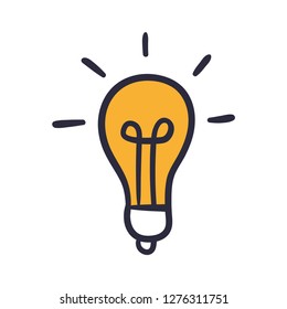 Idea symbol doodle, light bulb vector sketch