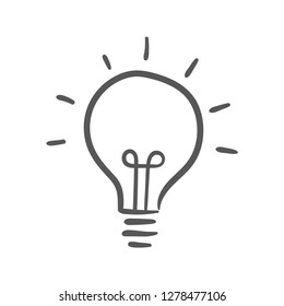 Idea symbol doodle, light bulb vector sketch