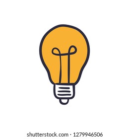 Idea symbol doodle, light bulb vector sketch