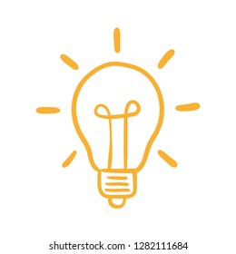 Idea symbol doodle, light bulb vector sketch