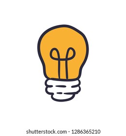 Idea symbol doodle, light bulb vector sketch