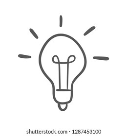 Idea symbol doodle, light bulb vector sketch