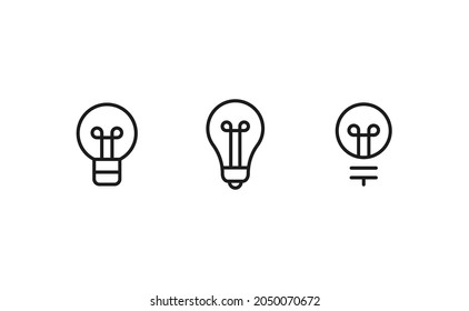 Símbolo de idea. Iconos vectoriales de lámparas eléctricas. Bombillas. 