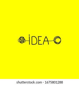 Símbolo de idea, palabra de dibujo a mano, signo de entrenamiento, icono de transformación, ilustración de vector de brainstorm