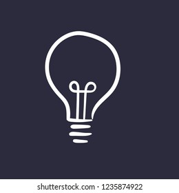 Idea symbol, light bulb doodle. Hand drawn vector illustration.