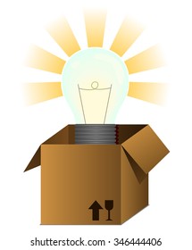 Idea symbol. Lightbulb in the box