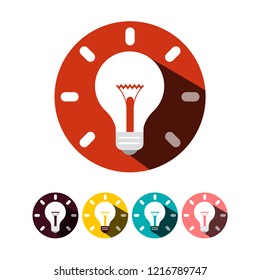 Idea Symbols. Bulb Icons. Vector Flat Design Bulbs Set.