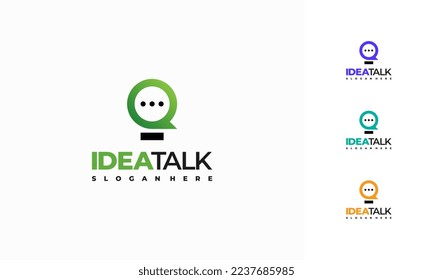 Idea Talk Logo designs concept vector, Discuss Chat and Light Bulb logo template icon