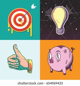 Idea Target Savings Goals Business Investment Graphic Illustration Icon Vector