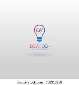 Idea technology. Colorful lamp logo template