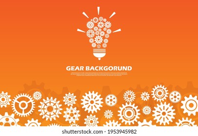 Idea technology gear pattern on orange background EP.2.Used to decorate on message boards, advertising boards, publications and other works