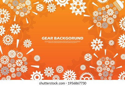 Idea technology gear pattern on orange background EP.3.Used to decorate on message boards, advertising boards, publications and other works