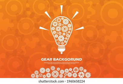 Idea technology gear pattern on orange background EP.5.Used to decorate on message boards, advertising boards, publications and other works