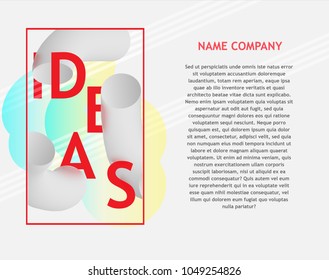 Idea text banner with curved thick black and white shapes, bright sign and copy space on white background. For business or education card, flyer or banner. Vector illustration.