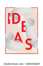 Idea text banner banner with thick curved black and white shapes and bright design sign on white background. For business or education card, flyer or brochure. Vector illustration.