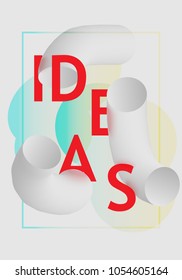 Idea text banner banner with thick curved black and white shapes and bright design sign on white background. For business or education card, flyer or brochure. Vector illustration.