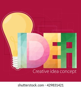 Idea text. Creative idea concept.Vector illustration template design