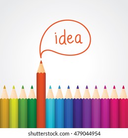 idea text made by coloured pencils illustration