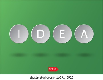 Idea text on shape with shadow against green background