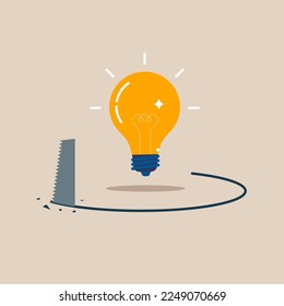 Idea theft and expensive light bulb. Fraud and failure business. Loan away trap metaphor. Flat vector illustration.