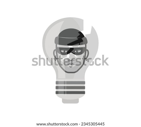 Idea thief icon. Light bulb and thief icons.
