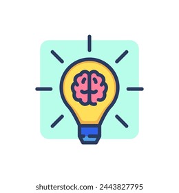 Idea thin line icon. Shining bulb, brain, smart lightbulb. Artificial intelligence concept. Vector illustration symbol element for web design and apps
