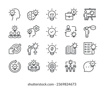 Idea thin line icons. For website marketing design, logo, app, template, ui, etc. Vector illustration.