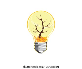 Idea and think concept, Light bulb with Fall season inside isolated  and curve line texture on background, ornamental backdrop. Design element for prints, decor, textile, web,vector.
