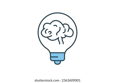 Idea think icon. Icon related to critical thinking. suitable for web site design, app, UI, user interfaces, printable etc. Flat line icon style. Simple vector design editable