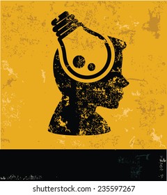 Idea thinking design on yellow background,yellow vector