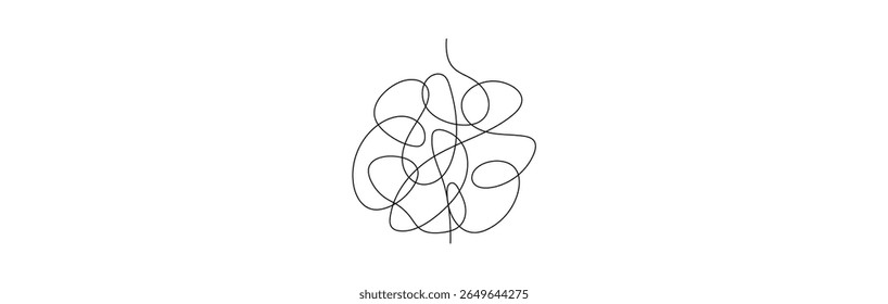 Idea thinking process concept. Messy ball becomes a straight line concept.