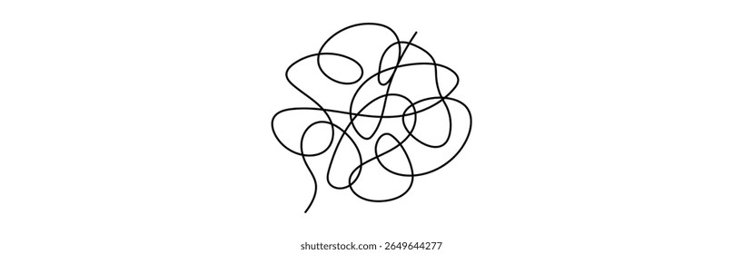 Idea thinking process concept. Messy ball becomes a straight line concept.