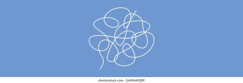Idea thinking process concept. Messy ball becomes a straight line concept.