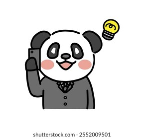 A ideia para este personagem panda de trabalho veio a ele durante uma consulta por telefone.