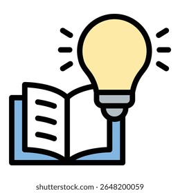 Idea ícone de treinamento ilustração de estilo de linha plana representando pensamento criativo e desenvolvimento de inovação, adequado para brainstorming, coaching e projetos educacionais