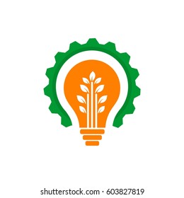 idea tree for ecology  concept with gear logo design 
