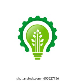 idea tree with gear for go green logo design