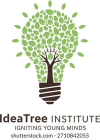 Ideenbaum-Institut Leuchtmittel-Logo, das Wachstum und Lernen Vektorgrafik darstellt 
