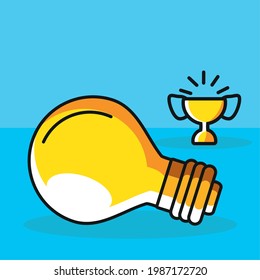 caricatura de creatividad de éxito de trofeo de ideas