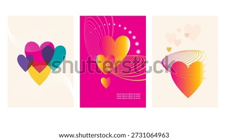 Idea of valentine day cards design. Moder graphic illustration