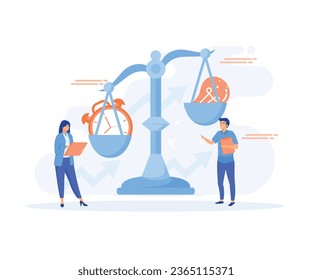 Idea value, Balance between time and cost of an idea. Payment of creativity.  flat vector modern illustration 