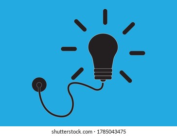 idea vector glyph flat icon, isolated on blue.